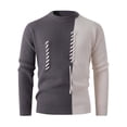 thumbnail image 1 of Timoontee Men's Stretch Sweater Cable Knit Sweater Color Block Pullover Tops Long Sleeve Crewneck Sweater Fall Winter Fashion Casual Warm Sweaters Gray XXL, 1 of 4