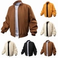 thumbnail image 1 of Timoontee Men's Stylish Flight Jacket Casual Comfy Workwear Jacket Long Sleeve Stand Collar Jacket Solid Full Zip Outerwear Fall Jacket Beige XXXL, 1 of 9