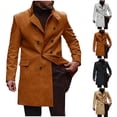 thumbnail image 1 of Timoontee Men's Stylish Trentch Coat Solid Double Breasted Pea Coat Long Sleeve Lapel Jacket Coat Daily Casual Jacket Winter Warm Overcoat Black L, 1 of 7