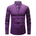 thumbnail image 1 of Timoontee Men's Suit Shirts Modern Fit Casual Long Sleeve Lapel Collar Cardigan Business Tee Shirts Lightweight Solid Button Down Shirts Purple XXXL, 1 of 2