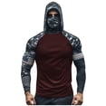 thumbnail image 1 of Timoontee Men's Summer Casual Hoodies Loose Fit Long Sleeve Color Block Pullover Tops Mask Lightweight Breathable Sun Protection Athletic Fishing Hooded Tops Wine S, 1 of 3