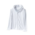 thumbnail image 1 of Timoontee Men's Summer Sun Protection Ice Silk Hoodies Loose Fit Casual Long Sleeve Solid Zip Up Tops Lightweight Outdoor Athletic Fishing Hoodies with Zip Pocket White M, 1 of 8