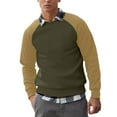 thumbnail image 1 of Timoontee Men's T-Shirt Fall Casual Long Sleeve Crewneck Pullover Shirts Color Block Sports Tops for Hiking Jogger Gym Workout Green M, 1 of 3