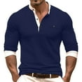 thumbnail image 1 of Timoontee Men's T-Shirts Long Sleeve Henley Pullover Shirts Relaxed Lightweight Outdoor Casual Workout Button Shirts Navy M, 1 of 3