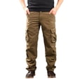 thumbnail image 1 of Timoontee Men's Tactical Cargo Trousers Modern Fit Windproof and Waterproof Pants Male Casual Worker Pants with 8 Pockets Brown 34, 1 of 8