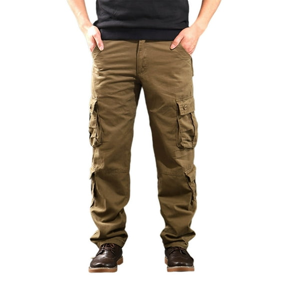 Timoontee Men's Tactical Cargo Trousers Modern Fit Windproof and Waterproof Pants Male Casual Worker Pants with 8 Pockets Brown 34