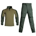 thumbnail image 1 of Timoontee Men's Tactical Tracksuit Long Sleeve Stand Collar Quarter Zip Pullover Sweatshirts Color Block Outdoor Workout Tops Multi Pockets Sweatpants 2 Piece Outfit Green XXL, 1 of 2