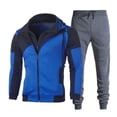 thumbnail image 1 of Timoontee Men's Track Suits Full Zip Sweatsuits 2 Piece Set Active Tracksuits Long Sleeve Hooded Sweatshirts Drawstring Joggers Color Block Casual Outfits Blue L, 1 of 8