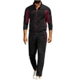thumbnail image 1 of Timoontee Men's Tracksuit 2 Piece Outfits Long Sleeve Mock Neck Athletic Set Zip Up Jacket with Elastic Waist Drawstring Jogger Daily Casual Sets Wine XL, 1 of 7