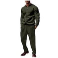 thumbnail image 1 of Timoontee Men's Tracksuits Long Sleeve Mock Neck Zip Up Jackets and Elastic Waist Drawstring Pants Solid Casual Piece Sets for Daily & Office Work Army Green XL, 1 of 8
