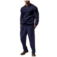thumbnail image 1 of Timoontee Men's Tracksuits Long Sleeve Mock Neck Zip Up Jackets and Elastic Waist Drawstring Pants Solid Casual Piece Sets for Daily & Office Work Navy M, 1 of 9