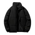 thumbnail image 1 of Timoontee Men's Vintage Coats Fall Winter Trendy Warm Jacket Coat Casual Comfy Stand Collar Jacket Solid Zip Up Quilted Coats with Zip Pocket Black M, 1 of 5