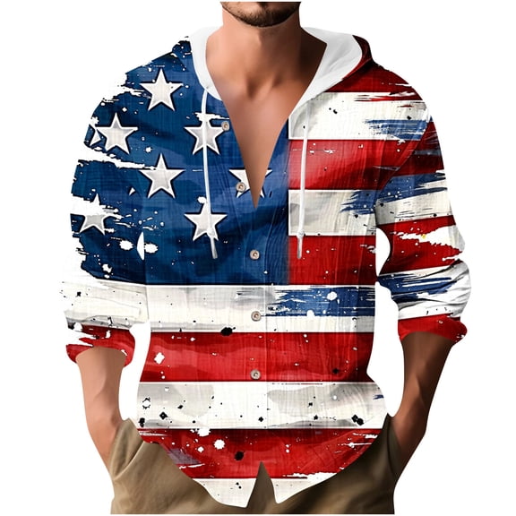 Timoontee Men's Vintage Shirts Casual Button Down Long Sleeve Hooded Sweatshirts Fall Wear Lightweight Stylish Tropical Print Shirts Multicolor XXL