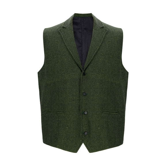 Timoontee Men's Vintage Suit Vest Casual Comfy Waistcoat Sleeveless V-Neck Jacket Vest Solid Button Down Vest Fall Fashion Vest Army Green M