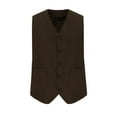 thumbnail image 1 of Timoontee Men's Vintage Suit Vest Casual Comfy Waistcoat Sleeveless V-Neck Jacket Vest Solid Button Down Vest Fall Fashion Vest Coffee XXXL, 1 of 7