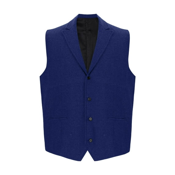 Timoontee Men's Vintage Suit Vest Casual Comfy Waistcoat Sleeveless V-Neck Jacket Vest Solid Button Down Vest Fall Fashion Vest Dark Blue XXXL