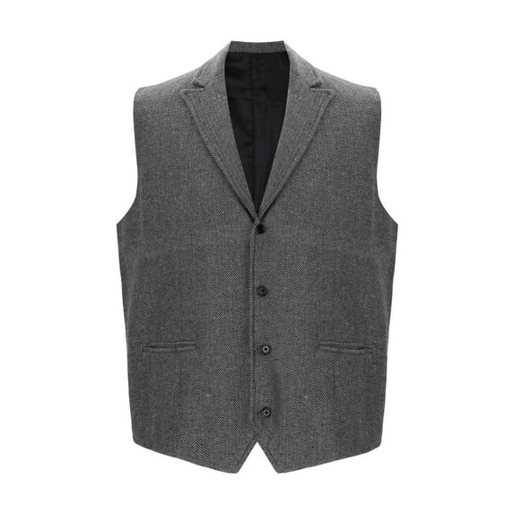Timoontee Men's Vintage Suit Vest Casual Comfy Waistcoat Sleeveless V-Neck Jacket Vest Solid Button Down Vest Fall Fashion Vest Gray S