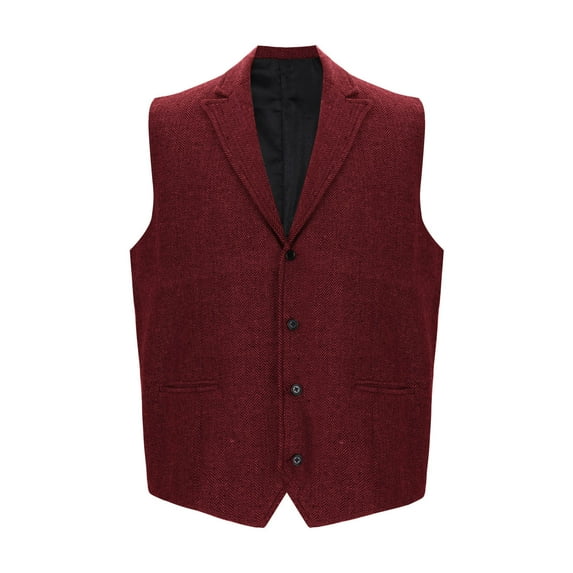 Timoontee Men's Vintage Suit Vest Casual Comfy Waistcoat Sleeveless V-Neck Jacket Vest Solid Button Down Vest Fall Fashion Vest Wine XXXL
