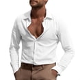 thumbnail image 1 of Timoontee Men's Vintage T-shirt Loose Fit Long Sleeve Lapel Button Dowm Casual T-Shirts Lightweight Quick Dry Solid Color Shirts White XXL, 1 of 9