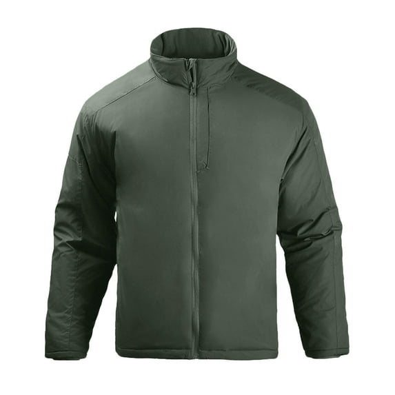 Timoontee Men's Warm Jacket Outdoor Workout Tactical Windbreader Fall Winter Jacket Coat Solid Full Zip Coat Casual Stand Collar Outerwear Coat with Zip Pocket Green XL