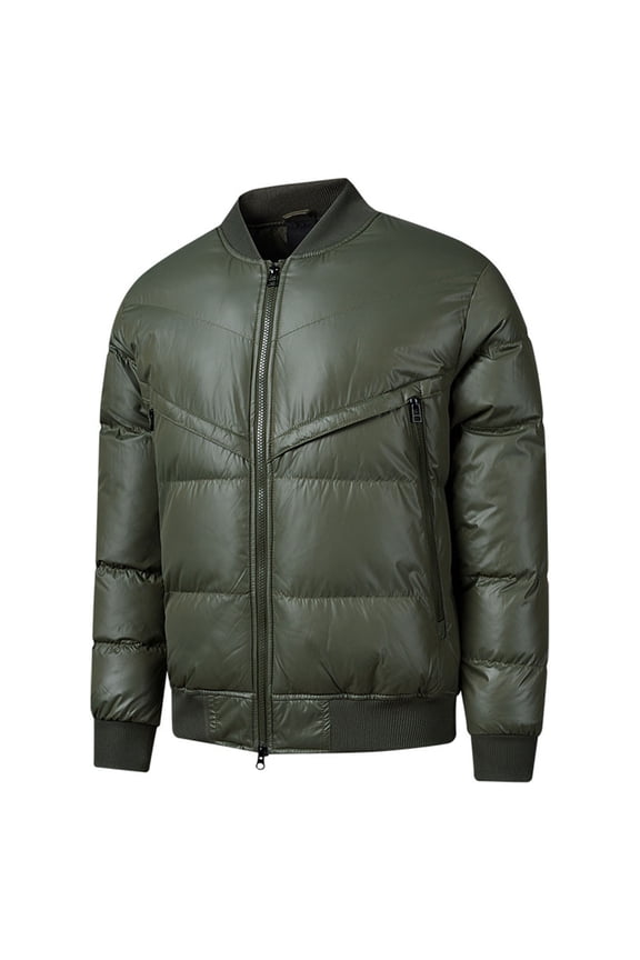 Men's Waterproof Jacket Fall Winter Thickened Warm Jacket Coats Outdoor Hiking Workout Jacket Solid Zip Up Quilted Coats Casual Comfy Coat with Pockets Army Green M