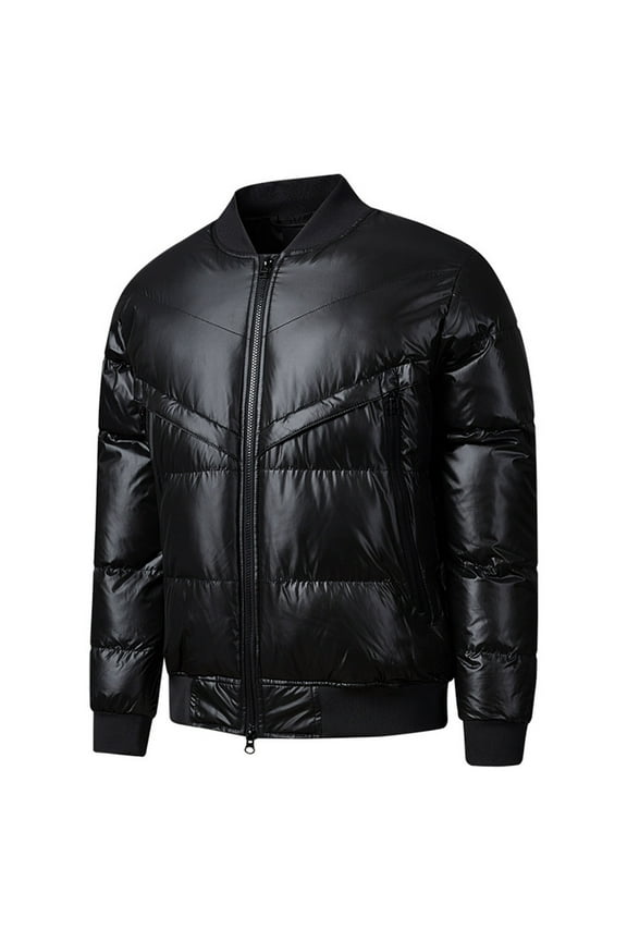 Men's Waterproof Jacket Fall Winter Thickened Warm Jacket Coats Outdoor Hiking Workout Jacket Solid Zip Up Quilted Coats Casual Comfy Coat with Pockets Black XL