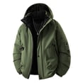 thumbnail image 1 of Timoontee Men's Waterproof Jacket Warm Thickened Padded Coats Casual Comfy Hoodie Jacket Zip Up Outerwear Windproof Winter Puffer Coat Army Green XXXL, 1 of 2