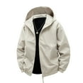 thumbnail image 1 of Timoontee Men's Waterproof Rain Jacket Long Sleeve Zip Up Hooded Jacket Coat Solid Outdoor Casual Workout Windbreaker Fall Fashion Clothes Beige M, 1 of 6