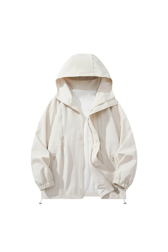 Men's Waterproof Workwear Jacket Outdoor Athletic Windbreaker Casual Comfy Long Sleeve Zip Up Jacket Coat Solid Zip Pocket Jacket Fall Winter Clothes Khaki M