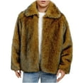 thumbnail image 1 of Timoontee Men's Winter Coats Faux Fur Overcoat Warm Thickened Fleece Coat Casual Comfy Long Sleeve Lapel Coat Solid Open Front Outerwear Brown XXXL, 1 of 9