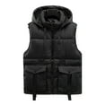thumbnail image 1 of Timoontee Men's Winter Warm Puffer Vest Casual Comfy Padded Vest Sleeveless Jacket Vest Zip Up Quilted Waistcoat Fashion Solid Hoodie Vest Black M, 1 of 9