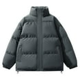 thumbnail image 1 of Timoontee Men's and Women's Coat Winter Fashion Warm Jacket Coat Outdoor Windbreaker Casual Comfy Stand Collar Padded Coat Solid Zip Up Quilted Outerwear Coat Dark Gray XXXL, 1 of 2