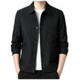 thumbnail image 1 of Timoontee Men's Workwear Jacket Coat Casual Comfy Long Sleeve Lapel Collar Jacket Fashion Solid Pocket Snap Shirt Jacket Fall Clothes Black L, 1 of 6