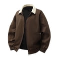 thumbnail image 1 of Timoontee Men's Workwear Jacket Lightweight Solid Pocket Long Sleeve Lapel Collar Zip Up Jackets Fall Trendy Casual Outwear Jackets Coffee XXL, 1 of 7