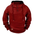 thumbnail image 1 of Timoontee Men's Workwear Sweatshirts Solid Hoodies Daily Casual Fleece Hooded Sweatshirts Long Sleeve Quarter Zip Pullover Sweatshirts Wine XXL, 1 of 4