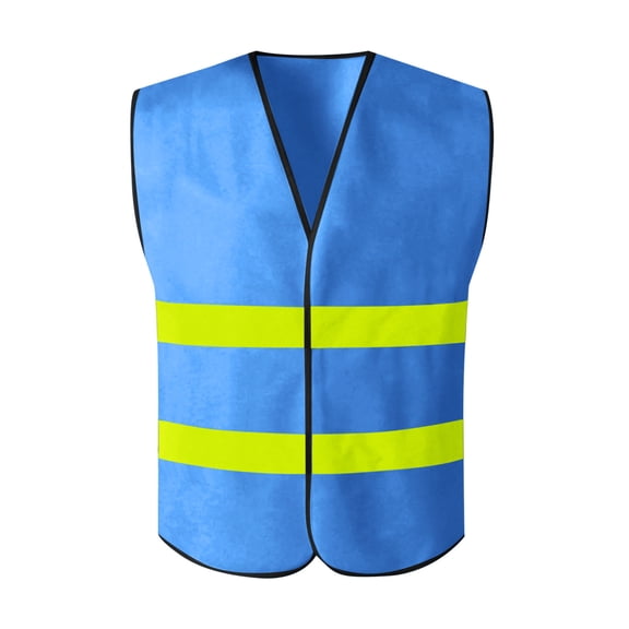 Timoontee Men's Workwear Vest High Visibility Reflective Safety Security Work Tops Sleeveless Jacket Vest Lightweight Construction Vest Blue Free Size