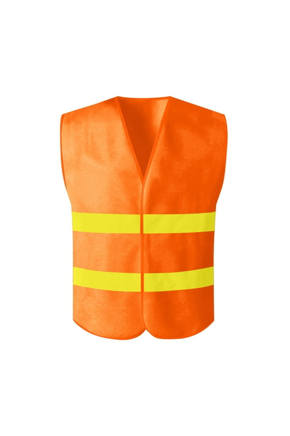 Men's Workwear Vest High Visibility Reflective Safety Security Work Tops Sleeveless Jacket Vest Lightweight Construction Vest Orange Free Size
