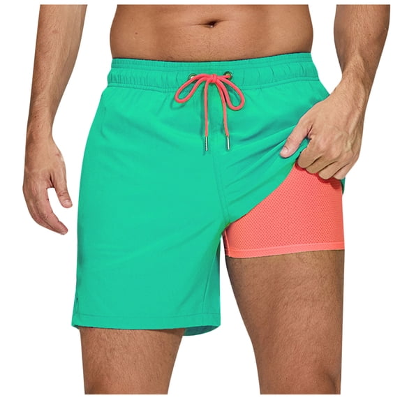 Timoontee Mens 2 in 1 Running Shorts Elastic Waist Drawstring Built In Compression Liner Design Moisture Wicking Fabric for Athletic Training Green XXL