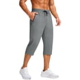 thumbnail image 1 of Timoontee Mens Casual Style Athletic Fit Drawstring Waist Elastic Waist Capri Pants Drawstring Closure Zipper Pockets Gray M, 1 of 6