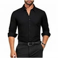 thumbnail image 1 of Timoontee Mens Dress Shirts Formal Business T-Shirts Lightweight Wrinkle Free Long Sleeve Lapel Shirts Daily Casual Shirts Solid Button Down Shirts Black M, 1 of 5