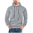 thumbnail image 1 of Timoontee Mens Hoodies Fall Sweatshirts Long Sleeve Quarter Button Pullover Tops Spring Tops Casual Athletic Sweatshirts for Hiking Jogging Gray S, 1 of 3
