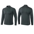 thumbnail image 1 of Timoontee Mens Long Sleeve Shirts Slim Fit Stretch Quick Dry Shirts Lightweight Casual Running Gym Workout Tops Solid Quarter Zip Pullover Dark Gray S, 1 of 9