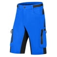 thumbnail image 1 of Timoontee Mens Mountain Bike Shorts Button Closure Contrast Panel Design Water Resistant Fabric for Cycling Blue L, 1 of 6