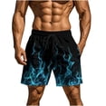 thumbnail image 1 of Timoontee Mens Shorts Neon Green Flame Print Elastic Waist Drawstring Durable Fabric for Vacation Outings Blue XXL, 1 of 9