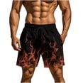 thumbnail image 1 of Timoontee Mens Shorts Neon Green Flame Print Elastic Waist Drawstring Durable Fabric for Vacation Outings Orange XXL, 1 of 9