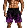 thumbnail image 1 of Timoontee Mens Shorts Neon Green Flame Print Elastic Waist Drawstring Durable Fabric for Vacation Outings Pink S, 1 of 9