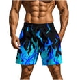 thumbnail image 1 of Timoontee Mens Shorts Vibrant Flame Print Elastic Waist Drawstring Design Quick Dry Fabric for Beach Vacations Blue S, 1 of 9