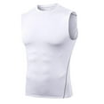 thumbnail image 1 of Timoontee Mens Sleeveless Top Compression Athletic Design Crew Neck Slim Silhouette Moisture Wicking Fabric for Gym Workouts White S, 1 of 4