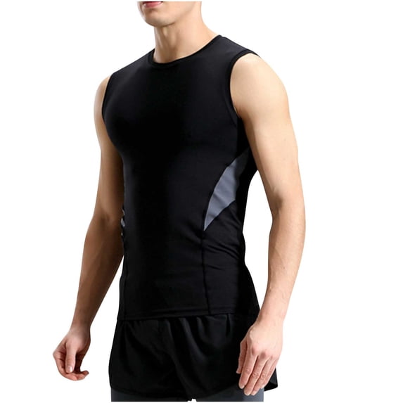 Timoontee Mens Sleeveless Top Contrast Panel Athletic Design Sleeveless Silhouette Moisture Wicking Fabric for Gym Workouts Gray M