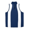 thumbnail image 1 of Timoontee Mens Sleeveless Top High Neck Contrast Stripe Design Sleeveless Silhouette Lightweight Fabric for Street Fashion Blue L, 1 of 6